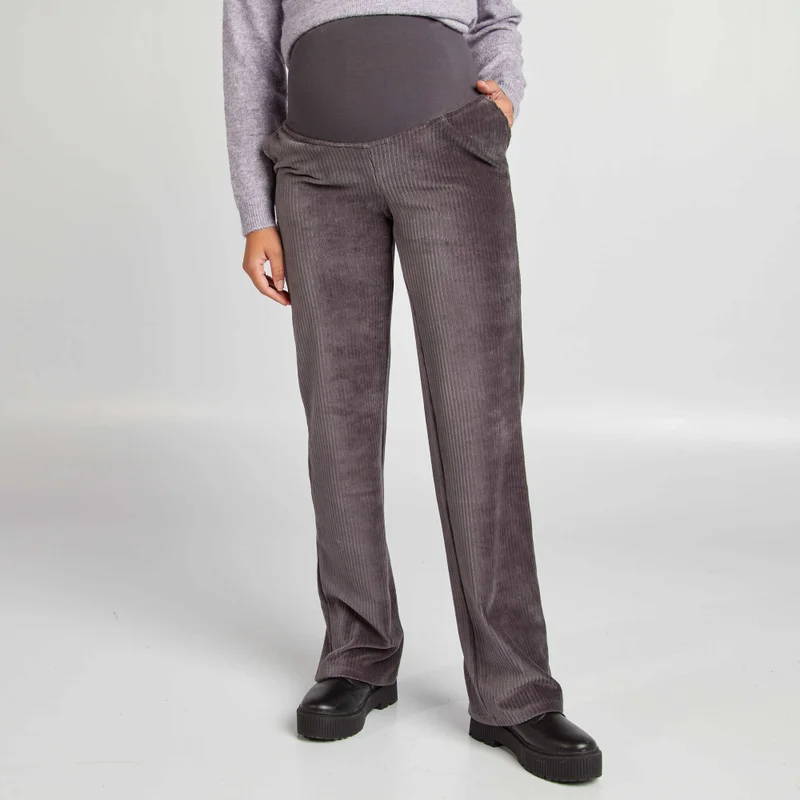 Kiabi Corduroy Maternity Trousers Black