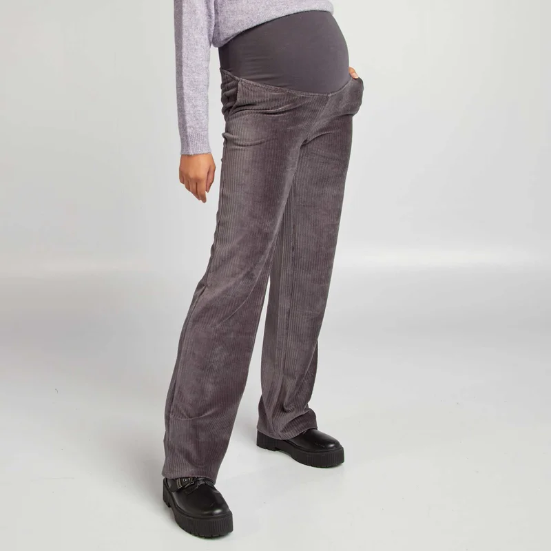 Kiabi  Corduroy Maternity Trousers Black for Women | Best Price UAE