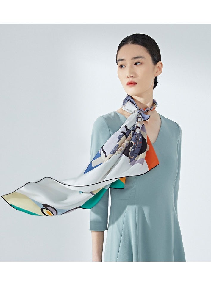 Generic Women's Contrasting Mulberry Silk And Silk Twill Scarf  - Image 2