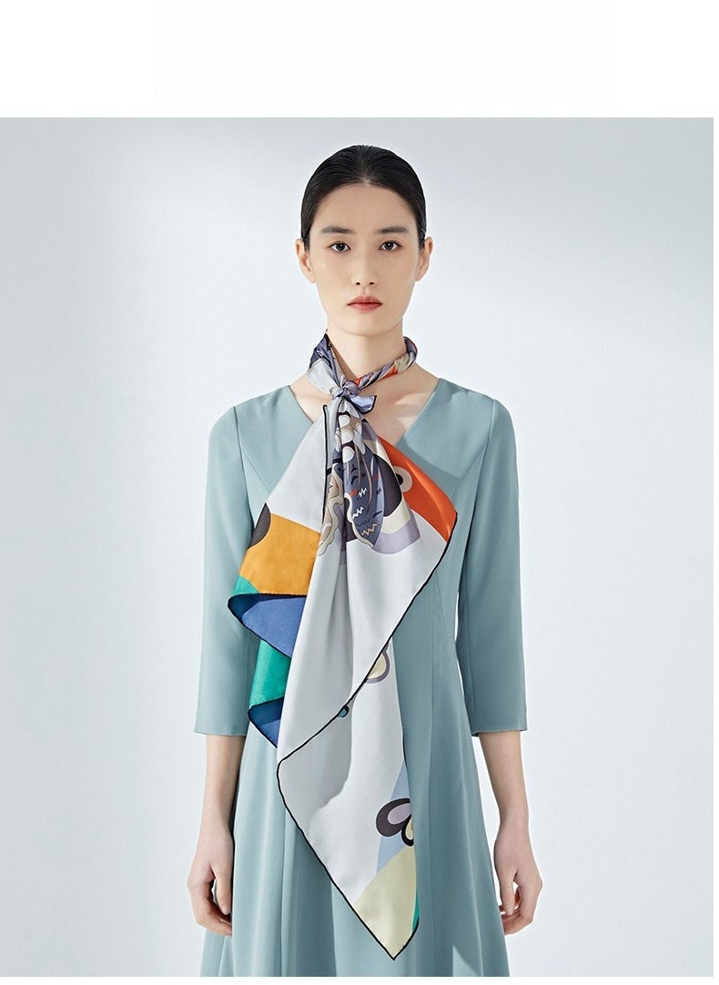 Generic Women's Contrasting Mulberry Silk And Silk Twill Scarf  - Image 5