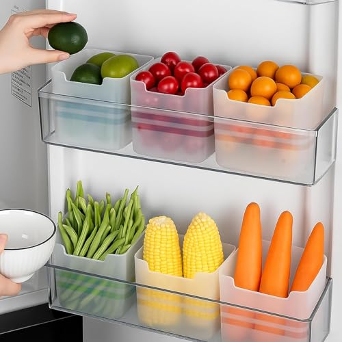 HomeWiz 6-Piece Fridge Storage Box Set | Multipurpose Transparent Plastic Containers for Fruits & Vegetables | Space-Saving Refrigerator Side Door Organizer & Pantry, Kitchen Accessories Items - Image 1