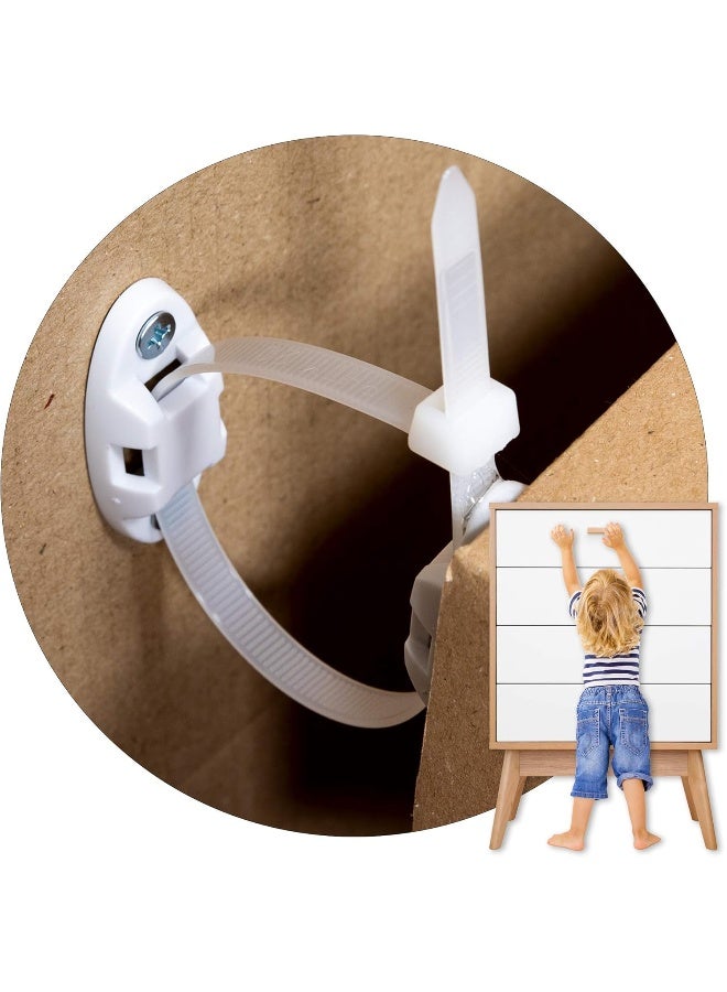 Inaya 12-Pack Heavy-Duty Anti-Tip Furniture Straps- Home Furniture Wall Anchors for Baby Proofing Dressers, Cabinets, Closets, Bookshelves and TVs - Child Safety Earthquake Secure Mount Anchors - Image 1