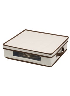 Household Essentials Household Essentials Natural 537 Vision Storage Box With Lid And Handles   Charger Plates And Platters Canvas With Brown Trim  - Image 3