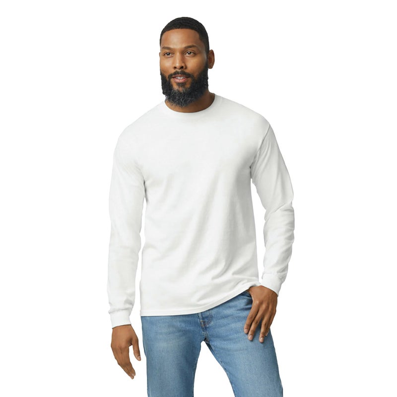 Gildan Men's Heavy Cotton Long Sleeve T-Shirt, Style G5400, 2-Pack, White, Small - Image 2