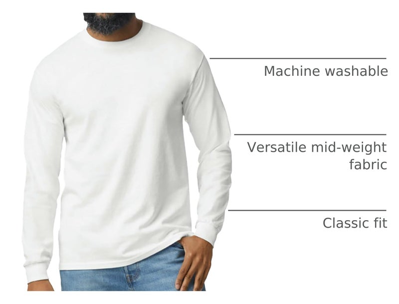 Gildan Men's Heavy Cotton Long Sleeve T-Shirt, Style G5400, 2-Pack, White, Small - Image 4