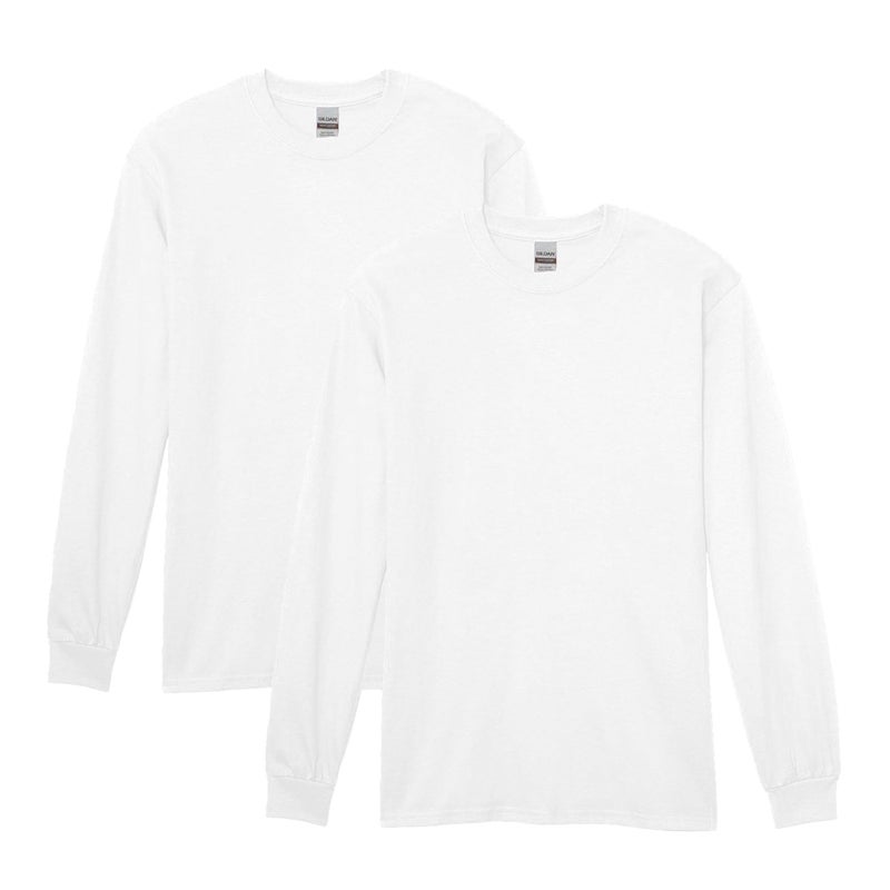 Gildan Men's Heavy Cotton Long Sleeve T-Shirt, Style G5400, 2-Pack, White, Small - Image 1