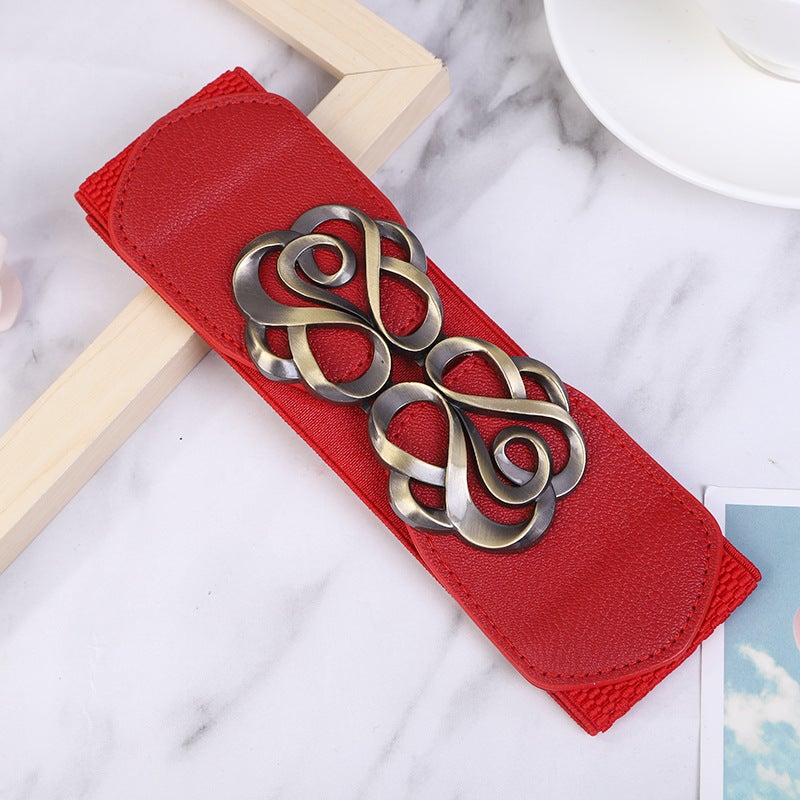 Ladies Elastic Waistband Fashion Belt for Coats Black - Image 2