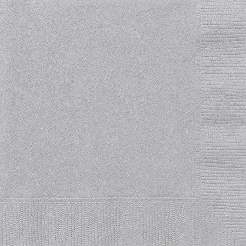 Unique Silver Solid Luncheon Napkins - Pack of 20 - Premium Quality Paper - Perfect for Parties & Events - Image 1