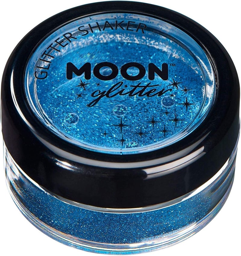 Fine Glitter Shakers by Moon Glitter – 100% Cosmetic Glitter for Face, Body, Nails, Hair and Lips - 0.17oz - Blue