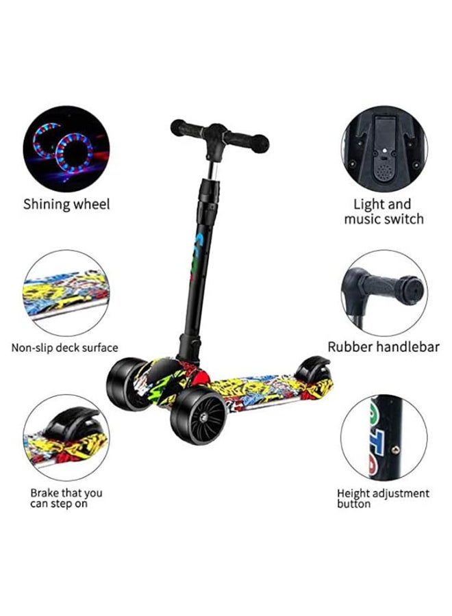 Kids Adjustable Height 3 Wheel Non-Toxic Foldable Scooter With Light-Up Wheels, Multicolour 27x60x20cm  - Image 2