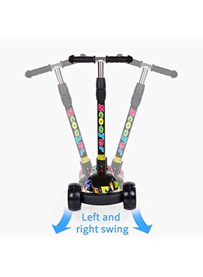 Kids Adjustable Height 3 Wheel Non-Toxic Foldable Scooter With Light-Up Wheels, Multicolour 27x60x20cm  - Image 3