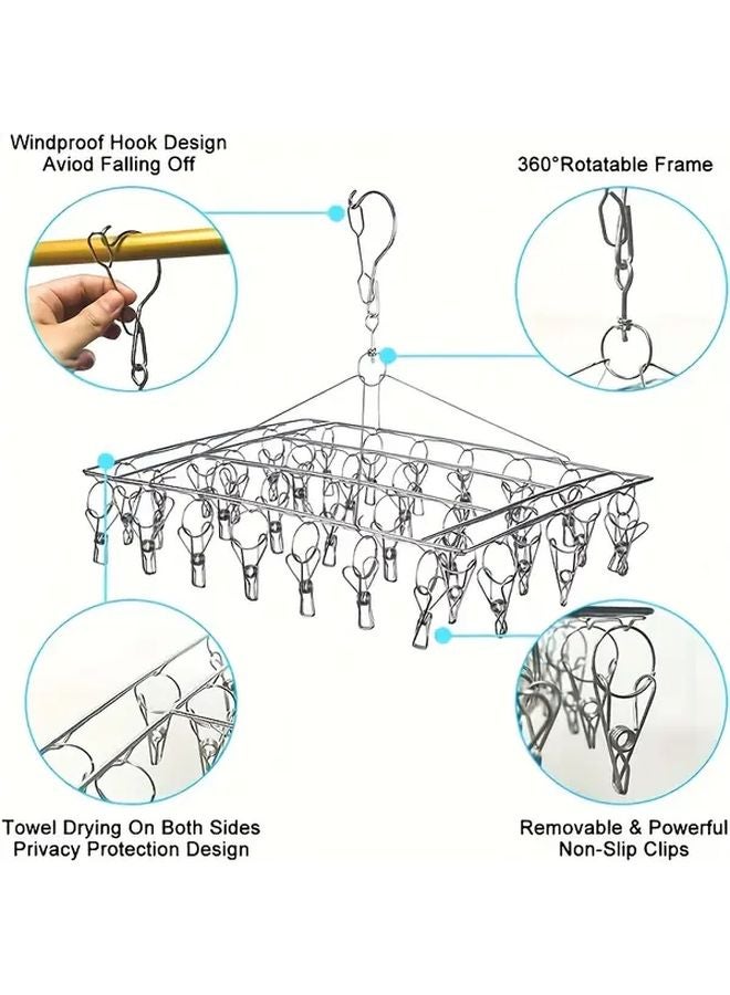 Heavy Duty 20 Clip Stainless Steel Laundry Drying Rack Windproof Space Saving Organizer - Image 5