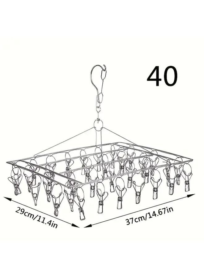 Heavy Duty 20 Clip Stainless Steel Laundry Drying Rack Windproof Space Saving Organizer - Image 4