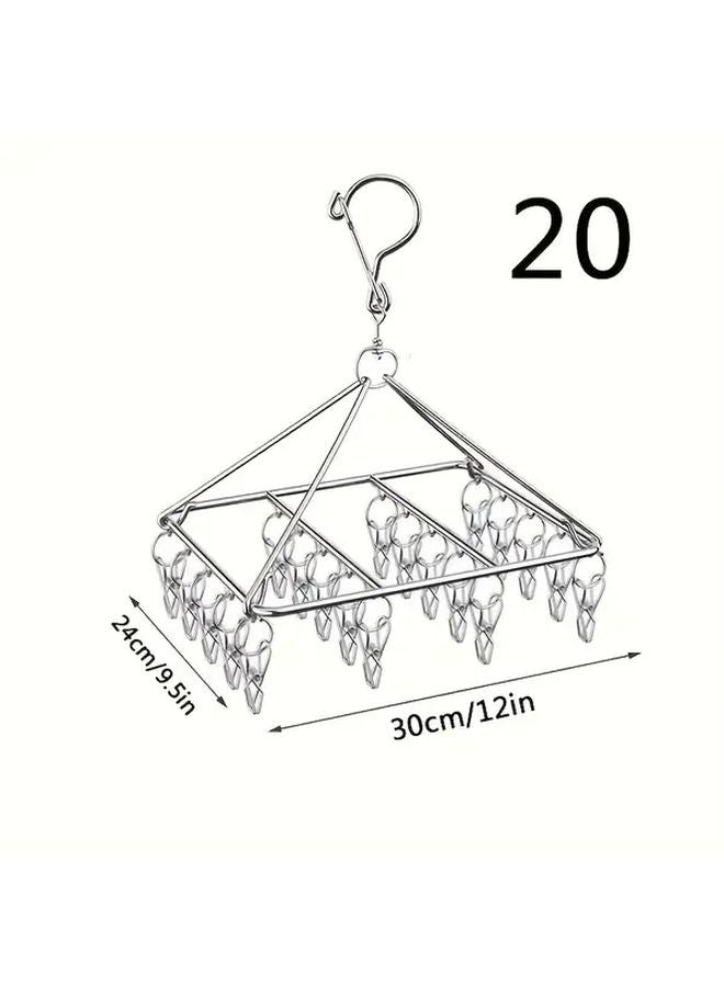 Heavy Duty 20 Clip Stainless Steel Laundry Drying Rack Windproof Space Saving Organizer - Image 1