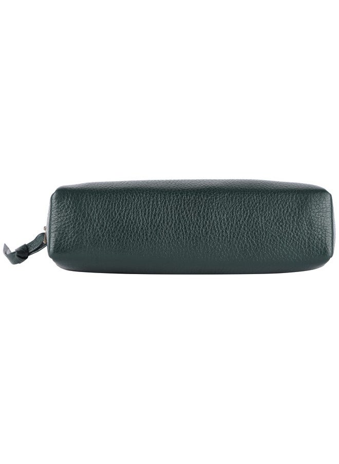 HAMMONDS FLYCATCHER - HAMMONDS FLYCATCHER Leather Utility Pouch - Multi-Use Genuine Leather Pencil Case, Cosmetic Pouch, Stationery Pouch, Coin Pouch, Makeup Brush Pouch for Women & Men - School & Office Organizer - Green - Image 1