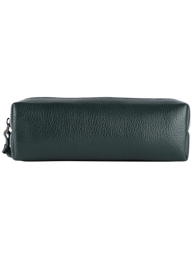 HAMMONDS FLYCATCHER - HAMMONDS FLYCATCHER Leather Utility Pouch - Multi-Use Genuine Leather Pencil Case, Cosmetic Pouch, Stationery Pouch, Coin Pouch, Makeup Brush Pouch for Women & Men - School & Office Organizer - Green - Image 1