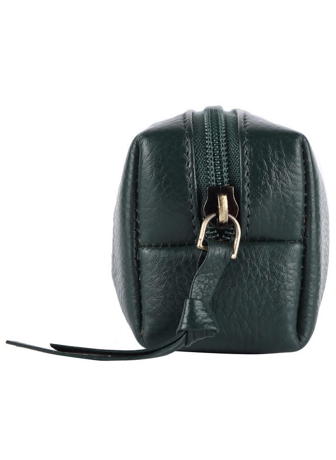 HAMMONDS FLYCATCHER - HAMMONDS FLYCATCHER Leather Utility Pouch - Multi-Use Genuine Leather Pencil Case, Cosmetic Pouch, Stationery Pouch, Coin Pouch, Makeup Brush Pouch for Women & Men - School & Office Organizer - Green - Image 1