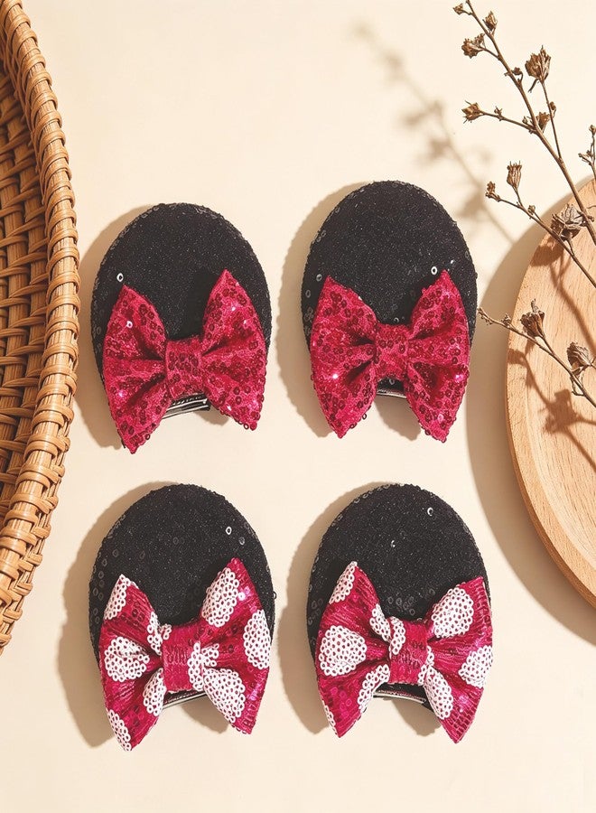 CellElection 8PCS Mouse Ears Hair Clips for Women Girls Mouse Bows Barrettes Hair Accessories for Party Favor Halloween Christmas - Image 3