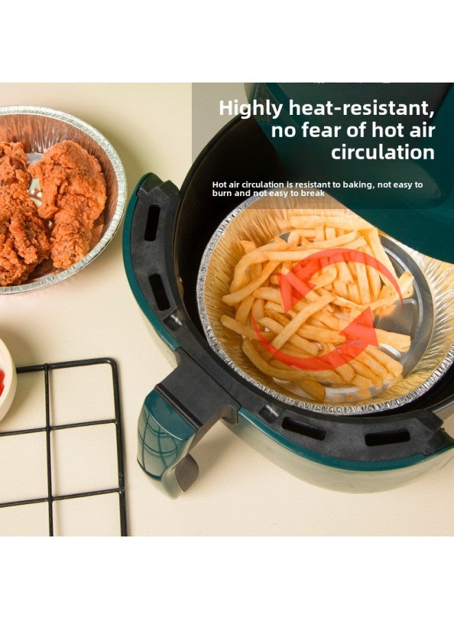 Tin Paper Plate Air Fryer Special Oven Aluminum Foil Plate Tin Paper Pad Grill Plate Tin Foil Plate Pizza Bottom Bowl-Specifications:[thick Round Diameter 18cm ] 20 Pieces [recommended 3-4l]-Color:No Specifications  - Image 4