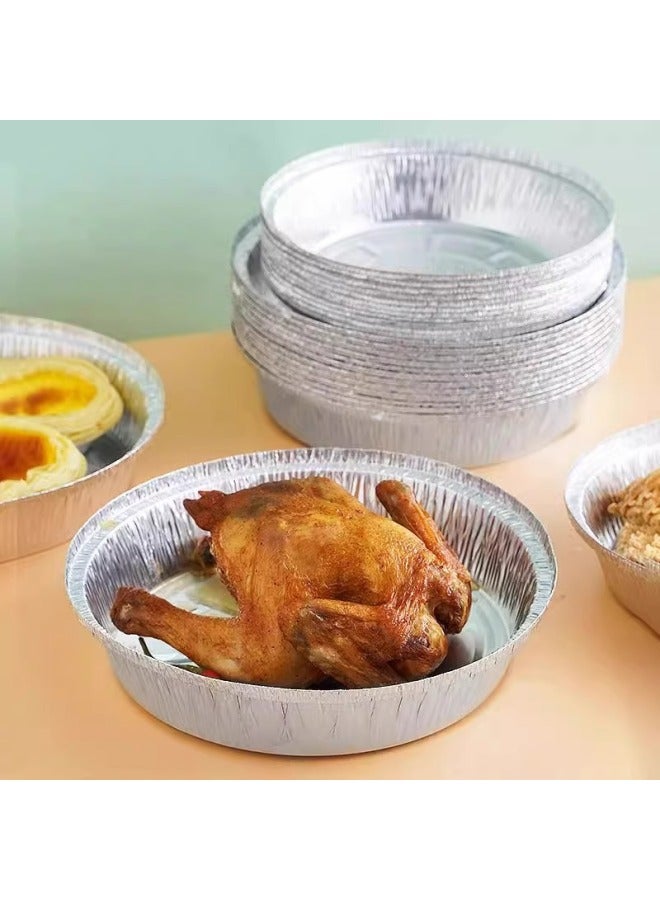 Tin Paper Plate Air Fryer Special Oven Aluminum Foil Plate Tin Paper Pad Grill Plate Tin Foil Plate Pizza Bottom Bowl-Specifications:[thick Round Diameter 18cm ] 20 Pieces [recommended 3-4l]-Color:No Specifications  - Image 5