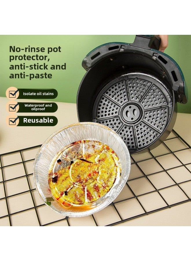 Tin Paper Plate Air Fryer Special Oven Aluminum Foil Plate Tin Paper Pad Grill Plate Tin Foil Plate Pizza Bottom Bowl-Specifications:[thick Round Diameter 18cm ] 20 Pieces [recommended 3-4l]-Color:No Specifications  - Image 3