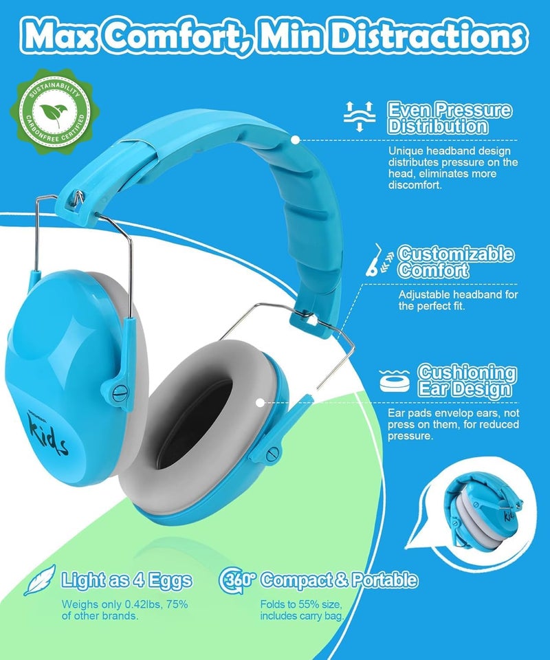 PROHEAR 032 2.0 Noise Cancelling Headphones for Kids - 25dB Noise Reduction - Adjustable Sensory Ear Protection Muffs for Concert, Fireworks, Monster Truck Shows, School - Blue - Image 5
