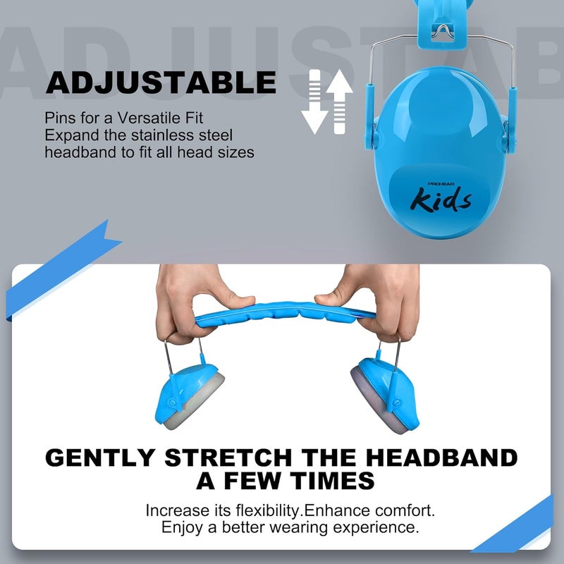 PROHEAR 032 2.0 Noise Cancelling Headphones for Kids - 25dB Noise Reduction - Adjustable Sensory Ear Protection Muffs for Concert, Fireworks, Monster Truck Shows, School - Blue - Image 2