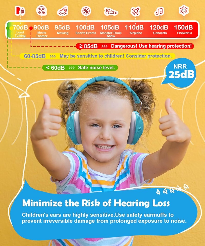 PROHEAR 032 2.0 Noise Cancelling Headphones for Kids - 25dB Noise Reduction - Adjustable Sensory Ear Protection Muffs for Concert, Fireworks, Monster Truck Shows, School - Blue - Image 3