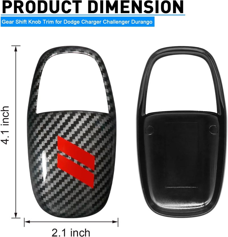 REMOCH Gear Shift Knob Head Cover for Dodge Charger Accessories 2015-2023 Challenger 2015-2024 Durango 2016-2026 ABS Interior Shell Insert Decoration Protector (Carbon Fiber, Red) - Image 5