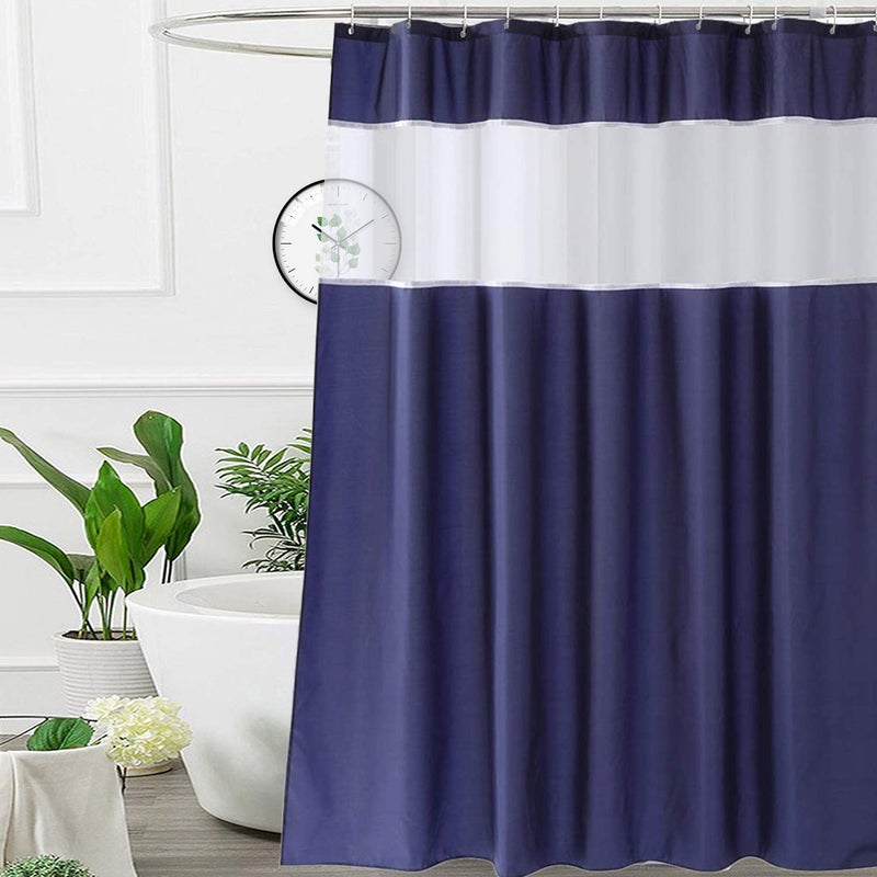UFRIDAY Navy Blue and White Shower Curtain, Shower Curtains for Bathroom Modern Design 48-Inch x 72-Inch - Image 1