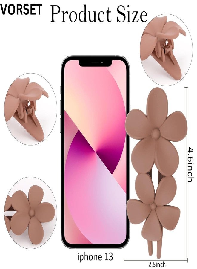 VORSET 3 Pcs Flower Flat hair clips for girls women Matte Flat Hair Claw French Alligator Clips Non-Slip Cute Duck Billed Flat Claw Clips for Thick Hair for Girls - Image 4