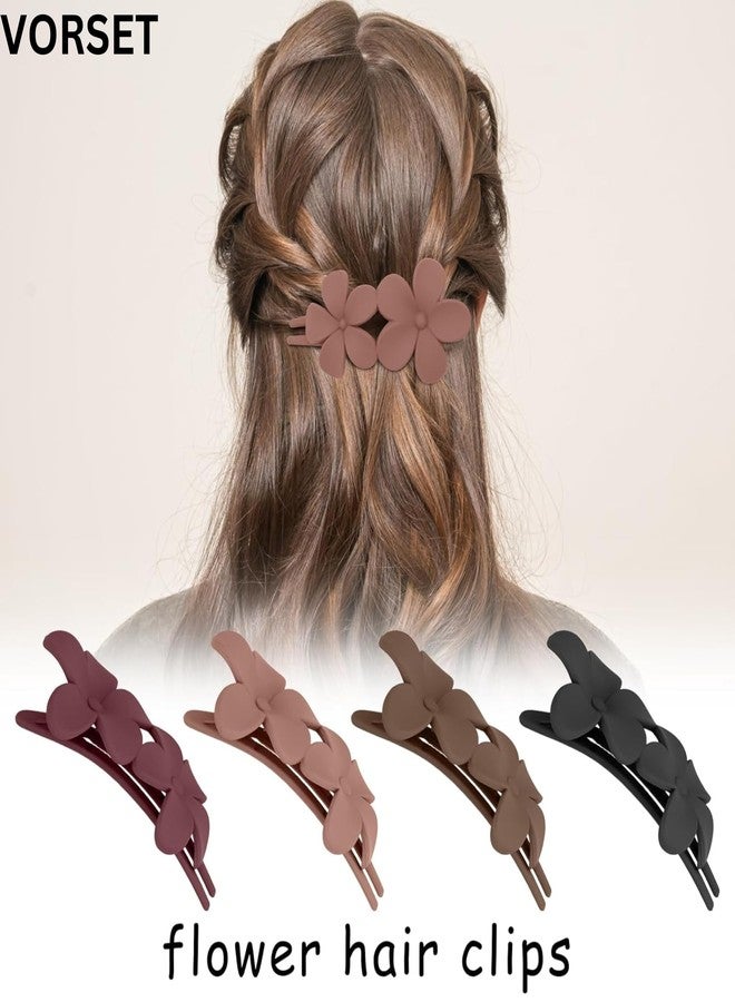 VORSET 3 Pcs Flower Flat hair clips for girls women Matte Flat Hair Claw French Alligator Clips Non-Slip Cute Duck Billed Flat Claw Clips for Thick Hair for Girls - Image 3