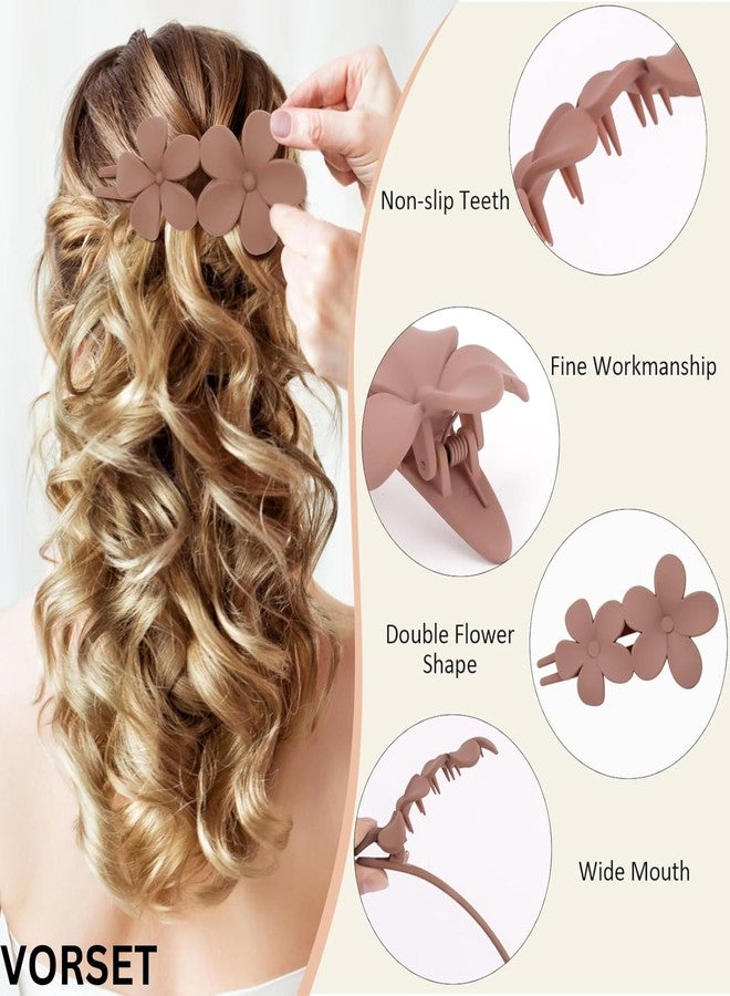 VORSET 3 Pcs Flower Flat hair clips for girls women Matte Flat Hair Claw French Alligator Clips Non-Slip Cute Duck Billed Flat Claw Clips for Thick Hair for Girls - Image 5