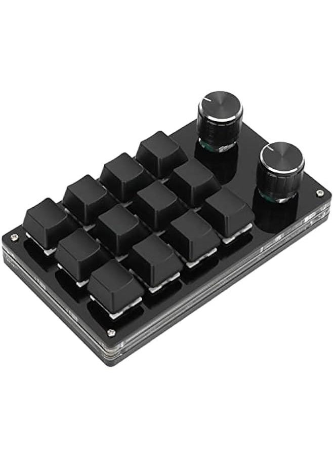 Generic - One Handed Mechanical Keyboard 12 Key RGB Gaming Keyboard DIY Programmable Keypad for Office Gaming Lab(Full Black) - Image 1