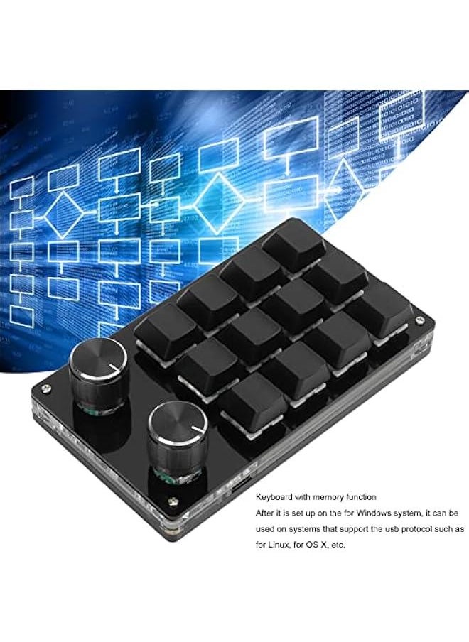 Generic - One Handed Mechanical Keyboard 12 Key RGB Gaming Keyboard DIY Programmable Keypad for Office Gaming Lab(Full Black) - Image 1