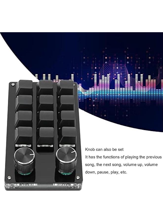 Generic - One Handed Mechanical Keyboard 12 Key RGB Gaming Keyboard DIY Programmable Keypad for Office Gaming Lab(Full Black) - Image 1