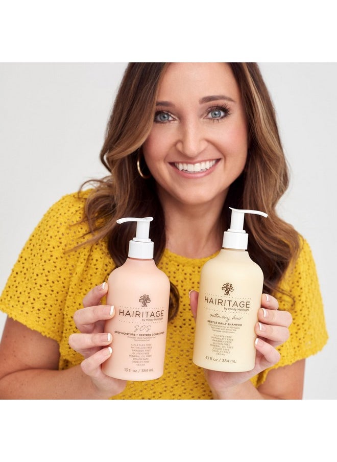 Hairitage - Outta My Hair Gentle Daily Shampoo Cleanses + Hydrates Hair For Dry Hair With Jojoba Oil + Sos Deep Moisture + Restore Conditioner For Dry Thick Hair With Safflower Oil 13 Oz - Image 1