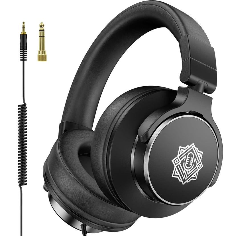 DIGIMORE سماعات استوديو احترافية | فوق الأذن | محركات 50 مم | خفيفة الوزن | موصل 6.35 مم لـ DJ، الألعاب، التسجيل، الخلط، المراقبة (D-190) - Image 1