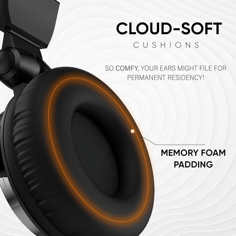 DIGIMORE سماعات استوديو احترافية | فوق الأذن | محركات 50 مم | خفيفة الوزن | موصل 6.35 مم لـ DJ، الألعاب، التسجيل، الخلط، المراقبة (D-190) - Image 5