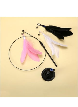 1pc Cat Toys Automatic Interactive Cat Toys,Feather Toys With Suction Cups, Pet Chasing Sports Toys, Can Be Used As Indoor Boredom Cat Toys Also Cat Toys Gift Set (pink) - view 2