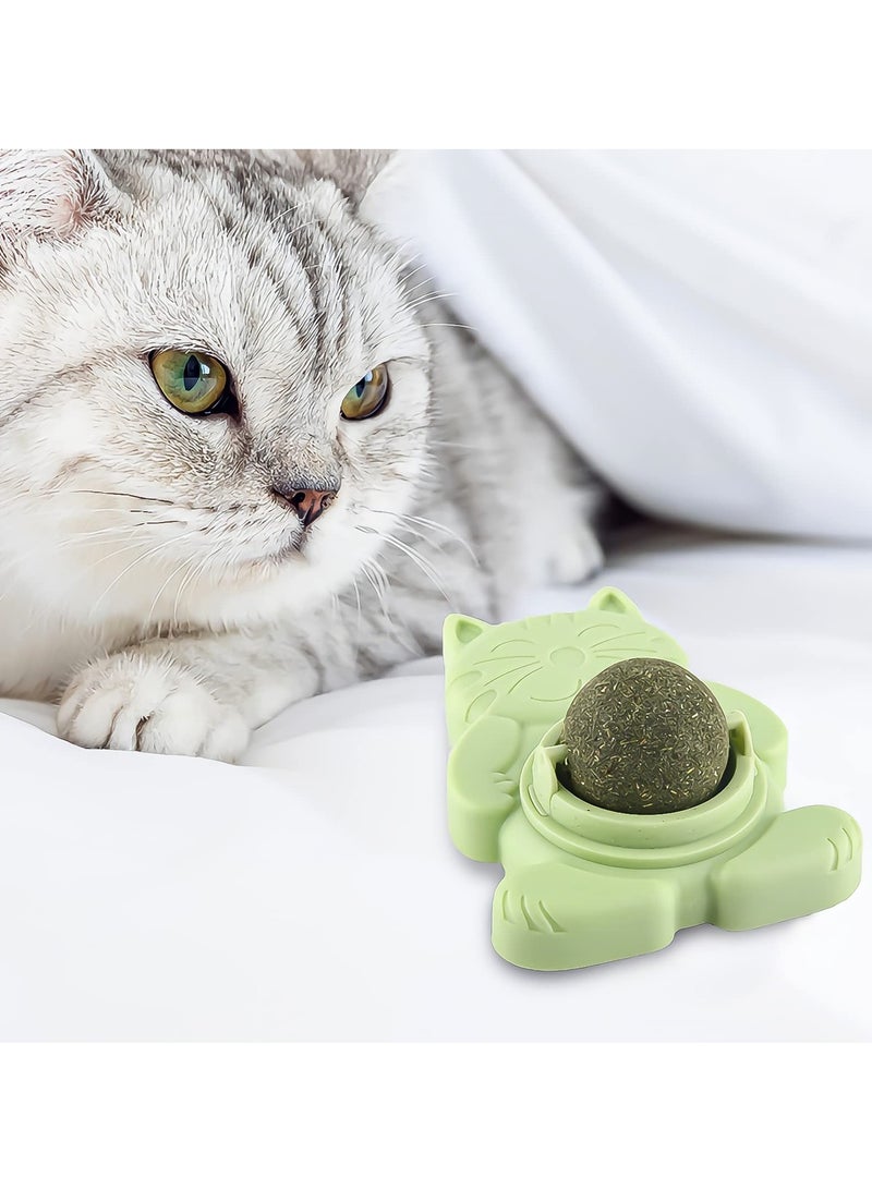 3 Pcs Catnip Ball Toy, Catnip Ball Cat Rotating Edible Cat Lick Ball Self Stick Teething Catnip Ball Toy Wall Snack Edible Healthy Kitten Chew Toy - Image 3