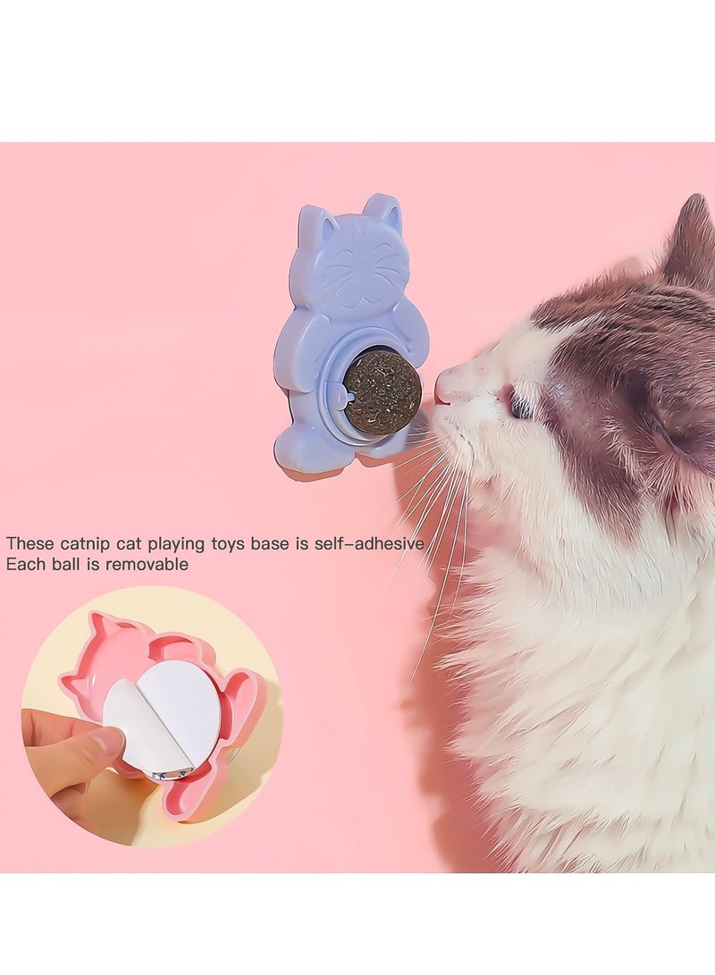 3 Pcs Catnip Ball Toy, Catnip Ball Cat Rotating Edible Cat Lick Ball Self Stick Teething Catnip Ball Toy Wall Snack Edible Healthy Kitten Chew Toy - Image 5