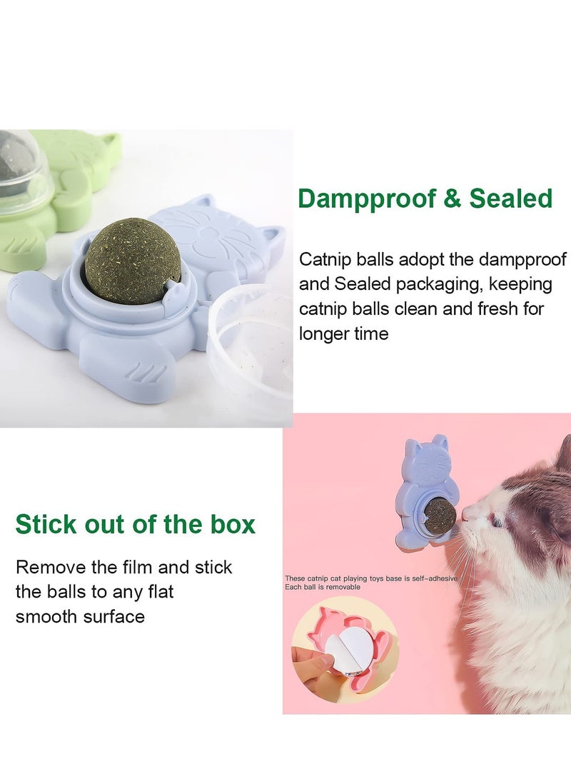 3 Pcs Catnip Ball Toy, Catnip Ball Cat Rotating Edible Cat Lick Ball Self Stick Teething Catnip Ball Toy Wall Snack Edible Healthy Kitten Chew Toy - Image 4