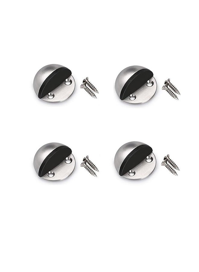 Generic Floor Door Stopper, 4 Pcs Double Hole Stainless Steel Door Stopper with Rubber Safety Floor Mounted Doorstop with Hardware Screws  - Image 1