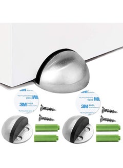 Generic Floor Door Stopper, 4 Pcs Double Hole Stainless Steel Door Stopper with Rubber Safety Floor Mounted Doorstop with Hardware Screws  - Image 3