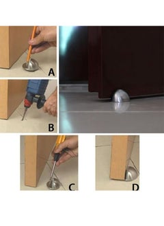 Generic Floor Door Stopper, 4 Pcs Double Hole Stainless Steel Door Stopper with Rubber Safety Floor Mounted Doorstop with Hardware Screws  - Image 5