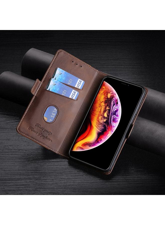 Zaboon Case For iPhone 12 / 12 Pro Retro Texture Contrast Color Side Buckle Horizontal Flip Leather Case with Holder & Card Slots & Wallet - Image 5