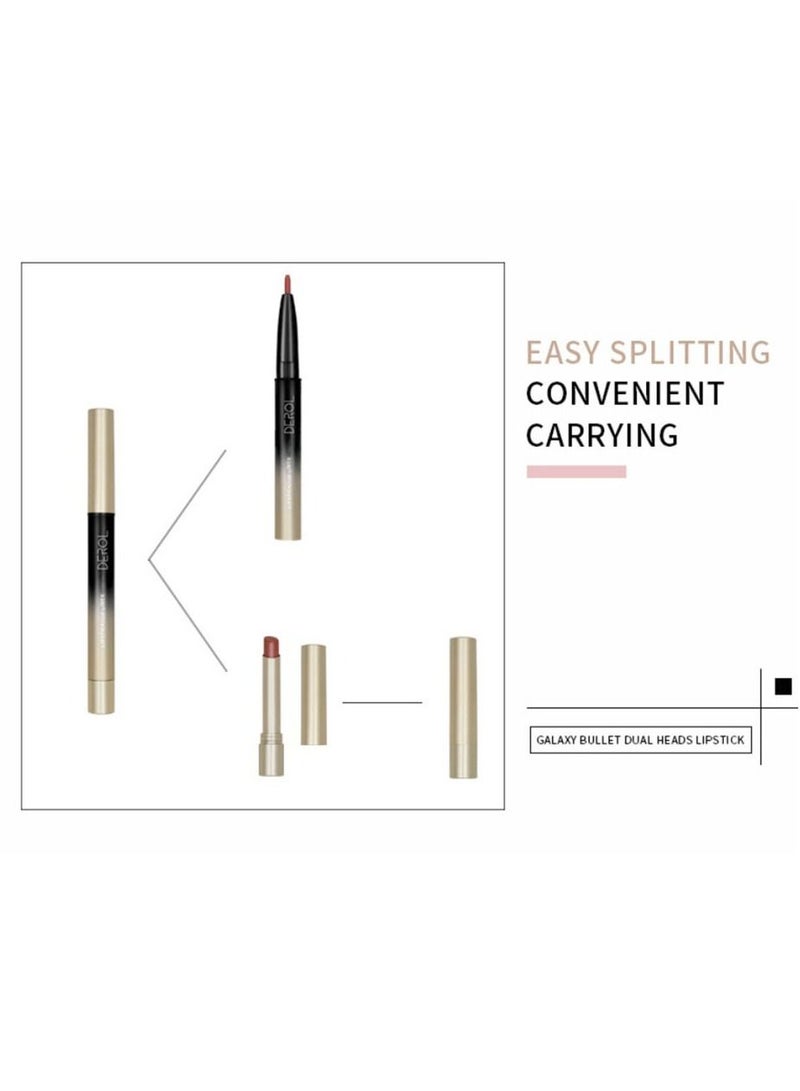 DEROL 2 in 1 Lip Liner & Lipstick Super Stay Matte Lip Pencil Set,Cosmetics Non-Stick Cup，Nude，Long Lasting Lip Liners Pencil Set For Women & Girls Waterproof,Extreme Finish Makeup, Neutral - Image 2