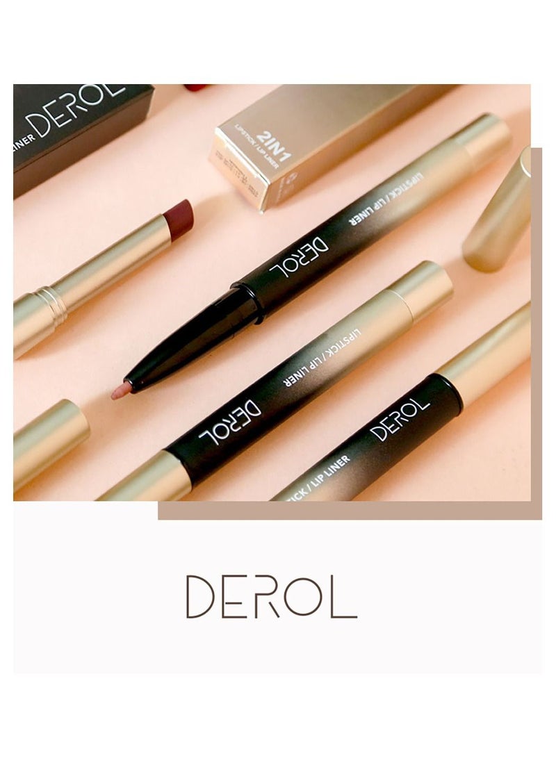 DEROL 2 in 1 Lip Liner & Lipstick Super Stay Matte Lip Pencil Set,Cosmetics Non-Stick Cup，Nude，Long Lasting Lip Liners Pencil Set For Women & Girls Waterproof,Extreme Finish Makeup, Neutral - Image 4