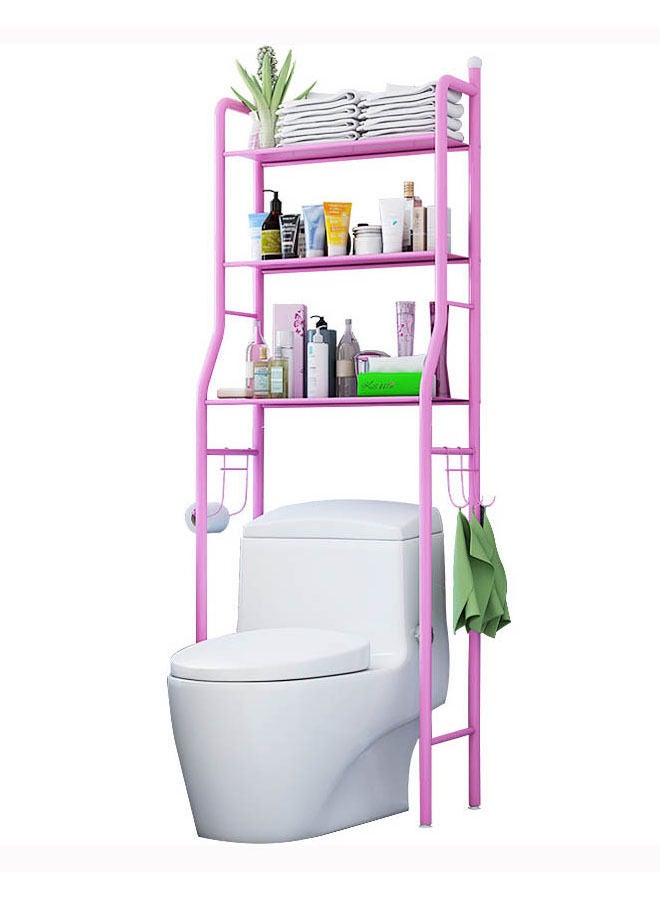 AGD Bathroom Storage Shelf Over the Toilet Three-Tier Metal Space Saving Pink - Image 1